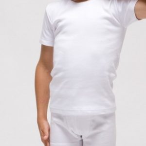 Camiseta infantil termal manga corta 100% algodón. Blanco
