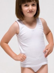 Camiseta tirante fino para niña de Algodón-elastano. Blanco