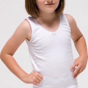 Camiseta tirante fino para niña de Algodón-elastano. Blanco