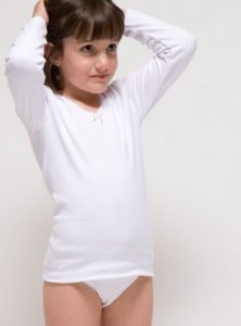 Camiseta termal para niña de manga larga, blanca.