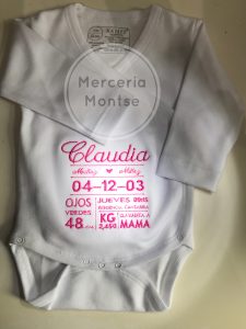 Body bebe bordado personalizado Merceria montse