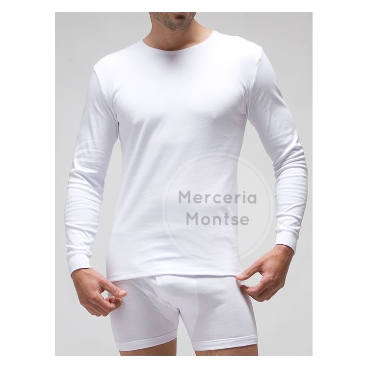 camiseta de hombre manga larga termal blanca merceria montse