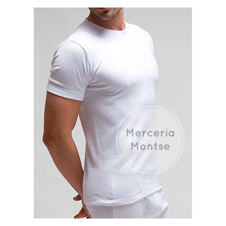 camiseta de hombre manga corta termal blanca merceria montse